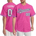 Maillot de baseball blanc-clair bleu rose personnalisé authentique Maillot de baseball blanc-clair bleu rose personnalisé authentique