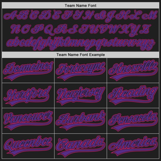Maillot de baseball noir authentique personnalisé rose violet-chaud Maillot de baseball noir authentique personnalisé rose violet-chaud