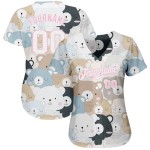 Maillot Teddy 3D Blanc-Motif Clair Blanc Personnalisé Ours Authentique Rose Design Baseball Maillot Teddy 3D Blanc-Motif Clair Blanc Personnalisé Ours Authentique Rose Design Baseball