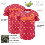 Maillot de baseball personnalisé rose avec motif 3D authentique de fruits, banane et néon jaune Maillot de baseball personnalisé rose avec motif 3D authentique de fruits, banane et néon jaune