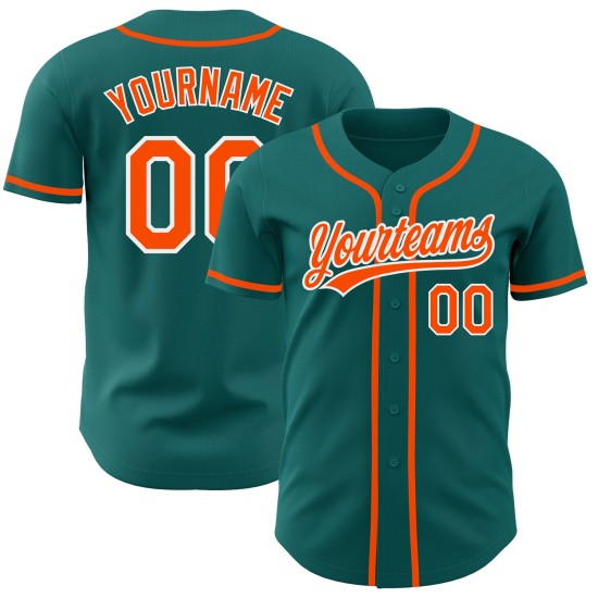 Maillot de baseball authentique orange-blanc sarcelle personnalisé Maillot de baseball authentique orange-blanc sarcelle personnalisé