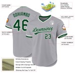Maillot de baseball authentique Throwback vert-blanc personnalisé gris Maillot de baseball authentique Throwback vert-blanc personnalisé gris