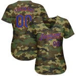 Maillot de baseball personnalisé camouflage Royal-Orange authentique pour saluer le service Maillot de baseball personnalisé camouflage Royal-Orange authentique pour saluer le service