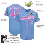 Maillot de baseball léger rose-blanc personnalisé bleu authentique Maillot de baseball léger rose-blanc personnalisé bleu authentique