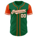 Maillot de baseball authentique blanc-orange deux couleurs personnalisées Kelly Green Maillot de baseball authentique blanc-orange deux couleurs personnalisées Kelly Green