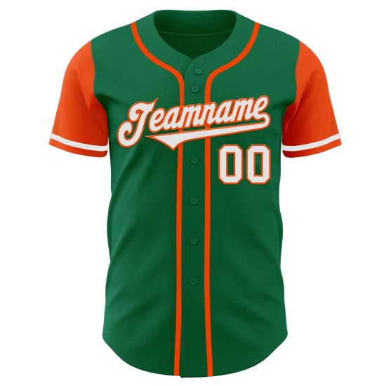 Maillot de baseball authentique blanc-orange deux couleurs personnalisées Kelly Green Maillot de baseball authentique blanc-orange deux couleurs personnalisées Kelly Green