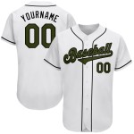 Maillot personnalisé blanc Authentic Day Olive-Black Baseball Memorial Maillot personnalisé blanc Authentic Day Olive-Black Baseball Memorial