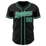 Maillot de baseball Kelly authentique à rayures fines vert et noir, personnalisé, vert et blanc Maillot de baseball Kelly authentique à rayures fines vert et noir, personnalisé, vert et blanc