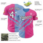 Maillot de baseball personnalisé motif graffiti rose bleu-noir 3D à gratter léger authentique Maillot de baseball personnalisé motif graffiti rose bleu-noir 3D à gratter léger authentique