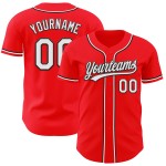Maillot de baseball personnalisé Red Jersey Fire blanc-noir authentique Maillot de baseball personnalisé Red Jersey Fire blanc-noir authentique