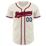 Maillot de baseball authentique rouge-bleu marine crème personnalisé Maillot de baseball authentique rouge-bleu marine crème personnalisé