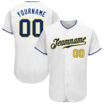 Maillot de baseball Royal-Gold White personnalisé et authentique Maillot de baseball Royal-Gold White personnalisé et authentique