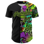 Maillot Rave 3D authentique de baseball Monster Neon Black, motif personnalisé vert Maillot Rave 3D authentique de baseball Monster Neon Black, motif personnalisé vert