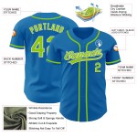 Maillot de baseball bleu personnalisé authentique vert-blanc fluo Maillot de baseball bleu personnalisé authentique vert-blanc fluo