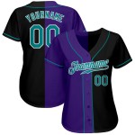Maillot de baseball tendance bleu sarcelle et violet, authentique et personnalisé, noir Maillot de baseball tendance bleu sarcelle et violet, authentique et personnalisé, noir