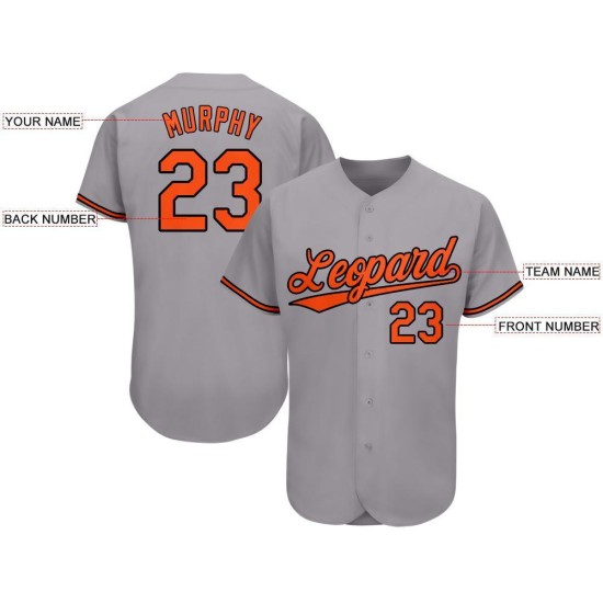 Maillot de baseball personnalisé gris orange-noir Maillot de baseball personnalisé gris orange-noir