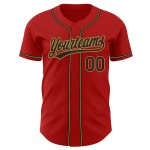 Maillot de baseball authentique rouge personnalisé noir et or ancien Maillot de baseball authentique rouge personnalisé noir et or ancien