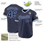 Maillot de baseball bleu marine rétro authentique bleu-blanc personnalisé léger Maillot de baseball bleu marine rétro authentique bleu-blanc personnalisé léger