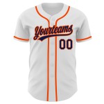 Maillot de baseball personnalisé bleu marine et orange authentique blanc Maillot de baseball personnalisé bleu marine et orange authentique blanc