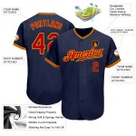 Maillot de baseball bleu marine authentique personnalisé rouge-or Maillot de baseball bleu marine authentique personnalisé rouge-or
