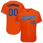 Maillot de baseball à fines rayures noir orange royal-noir authentique personnalisé Maillot de baseball à fines rayures noir orange royal-noir authentique personnalisé