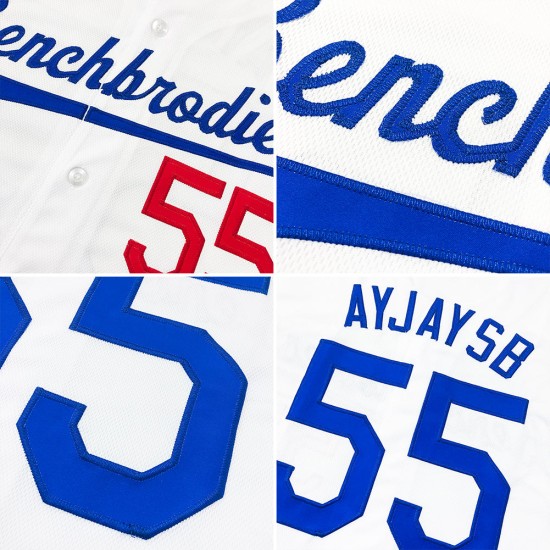 Maillot de baseball personnalisé authentique rouge royal et blanc Maillot de baseball personnalisé authentique rouge royal et blanc