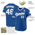 Maillot de baseball authentique blanc-gris personnalisé bleu Maillot de baseball authentique blanc-gris personnalisé bleu
