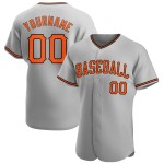 Maillot de baseball personnalisé authentique orange-noir gris Maillot de baseball personnalisé authentique orange-noir gris