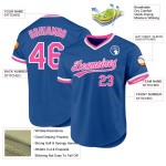 Maillot de baseball authentique personnalisé rose-blanc bleu rétro Maillot de baseball authentique personnalisé rose-blanc bleu rétro