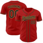 Maillot de baseball authentique rouge personnalisé noir et or ancien Maillot de baseball authentique rouge personnalisé noir et or ancien