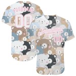 Maillot Teddy 3D Blanc-Motif Clair Blanc Personnalisé Ours Authentique Rose Design Baseball Maillot Teddy 3D Blanc-Motif Clair Blanc Personnalisé Ours Authentique Rose Design Baseball