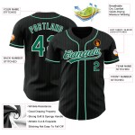 Maillot de baseball Kelly authentique à rayures fines vert et noir, personnalisé, vert et blanc Maillot de baseball Kelly authentique à rayures fines vert et noir, personnalisé, vert et blanc