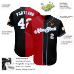 Maillot de baseball bleu, blanc, rouge et noir, authentique, à la mode, personnalisé, léger et fendu Maillot de baseball bleu, blanc, rouge et noir, authentique, à la mode, personnalisé, léger et fendu