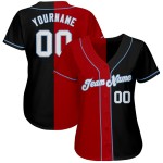 Maillot de baseball bleu, blanc, rouge et noir, authentique, à la mode, personnalisé, léger et fendu Maillot de baseball bleu, blanc, rouge et noir, authentique, à la mode, personnalisé, léger et fendu