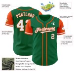Maillot de baseball authentique blanc-orange deux couleurs personnalisées Kelly Green Maillot de baseball authentique blanc-orange deux couleurs personnalisées Kelly Green