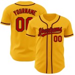 Maillot de baseball personnalisé rouge-noir or authentique Maillot de baseball personnalisé rouge-noir or authentique