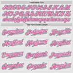 Maillot de baseball Kelly blanc authentique, personnalisé, manches raglan roses à fines rayures vertes et roses Maillot de baseball Kelly blanc authentique, personnalisé, manches raglan roses à fines rayures vertes et roses