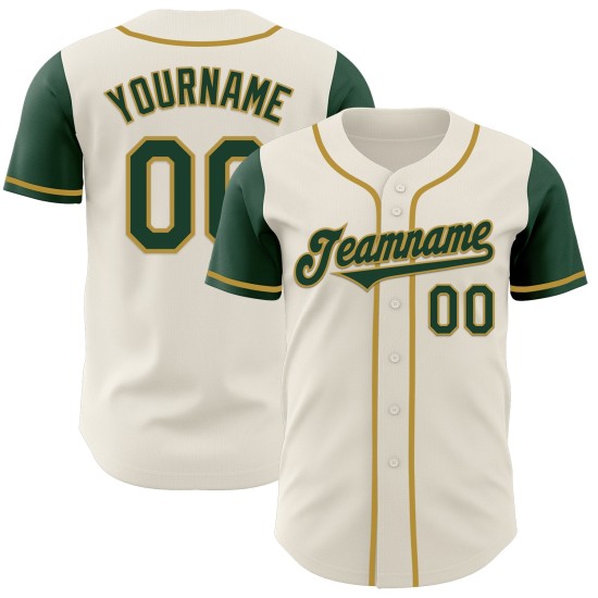 Maillot de baseball Custom Tone Green-Old Two Gold Crème Authentique Maillot de baseball Custom Tone Green-Old Two Gold Crème Authentique