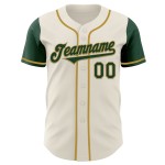 Maillot de baseball Custom Tone Green-Old Two Gold Crème Authentique Maillot de baseball Custom Tone Green-Old Two Gold Crème Authentique