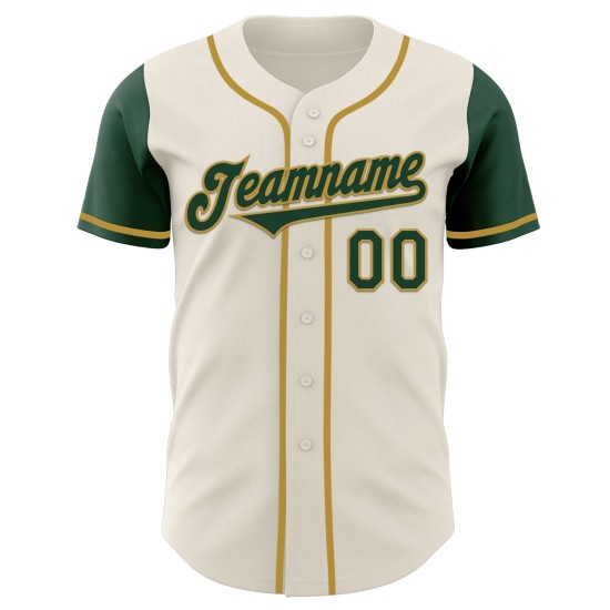 Maillot de baseball Custom Tone Green-Old Two Gold Crème Authentique Maillot de baseball Custom Tone Green-Old Two Gold Crème Authentique