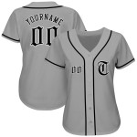 Maillot de baseball authentique noir et blanc personnalisé gris Maillot de baseball authentique noir et blanc personnalisé gris