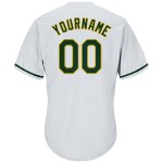 Maillot de baseball côtelé vert-doré personnalisé, maillot rétro authentique blanc Maillot de baseball côtelé vert-doré personnalisé, maillot rétro authentique blanc