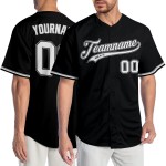 Maillot de baseball authentique noir blanc-gris personnalisé Maillot de baseball authentique noir blanc-gris personnalisé