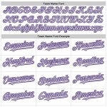 Maillot de baseball personnalisé violet-gris authentique blanc Maillot de baseball personnalisé violet-gris authentique blanc