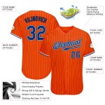 Maillot de baseball à fines rayures noir orange royal-noir authentique personnalisé Maillot de baseball à fines rayures noir orange royal-noir authentique personnalisé