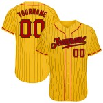 Maillot de baseball jaune, noir, personnalisé, authentique, rouge et noir, à fines rayures Maillot de baseball jaune, noir, personnalisé, authentique, rouge et noir, à fines rayures