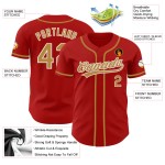 Maillot de baseball rouge authentique, personnalisé, doré et blanc Maillot de baseball rouge authentique, personnalisé, doré et blanc
