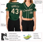 Maillot de baseball court vert à col en V pour femme, couleur crème et noir Maillot de baseball court vert à col en V pour femme, couleur crème et noir
