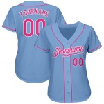 Maillot de baseball léger rose-blanc personnalisé bleu authentique Maillot de baseball léger rose-blanc personnalisé bleu authentique