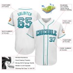 Maillot de baseball authentique Drift bleu sarcelle-bleu marine, personnalisé, blanc, mode Maillot de baseball authentique Drift bleu sarcelle-bleu marine, personnalisé, blanc, mode
